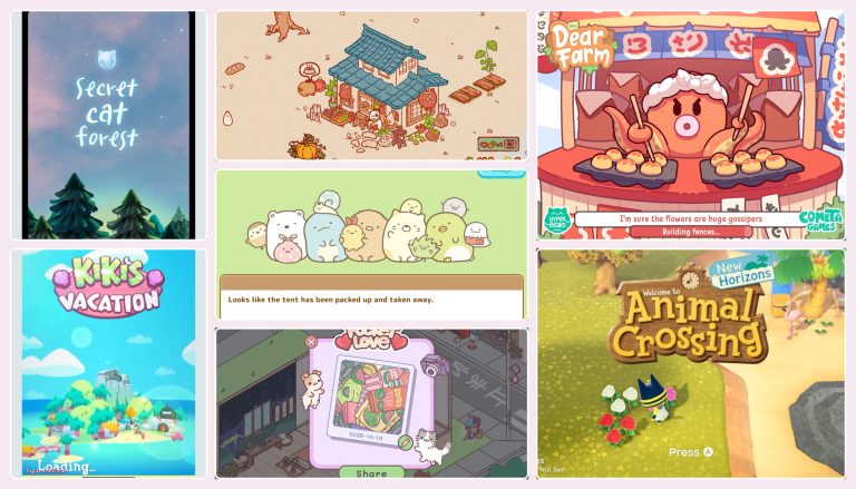 Collage of cozy games similar to Tsuki’s Odyssey