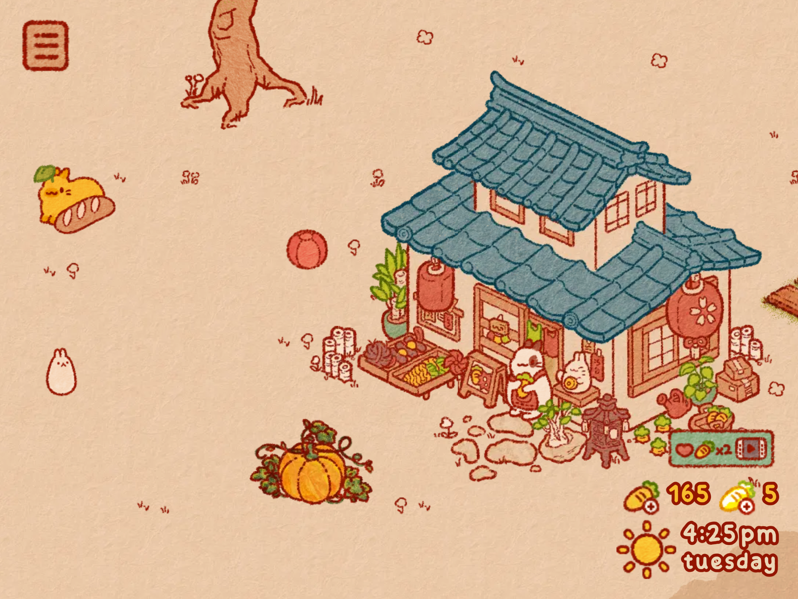 Screenshot of Usagi Shima showing a cozy Japanese-style house
